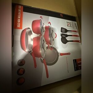 Red Non-Stick Cookware Set of 11 pieces